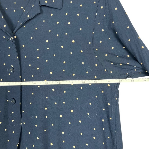 Ines De La Fressange by UNIQLO Navy and Pink Polka Dot Long Sleeve Shirt Dress - Picture 3 of 9